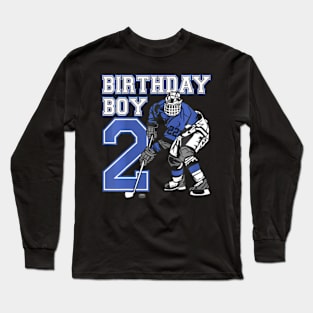 Kids 2 Year Old Ice Hockey Themed Birthday Party Boy 2Nd Long Sleeve T-Shirt